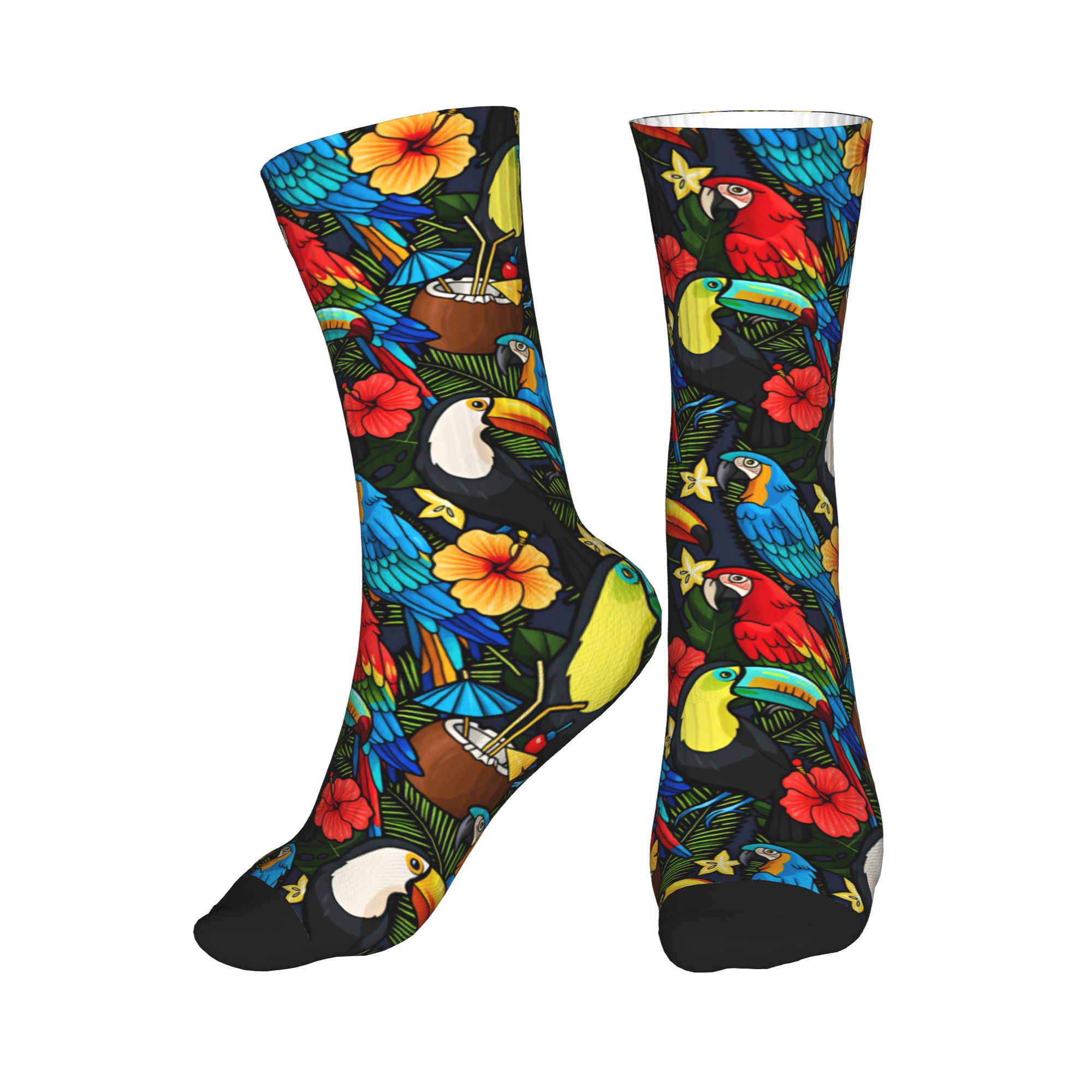 Dress Sock Men - Calzini da uomo Tropical Macaw Toucan
